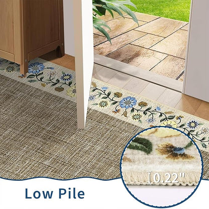 GarveeHome Washable Rugs for Living ROM 8 x 10 Large Area Rug Farmhouse Floral - Image 5