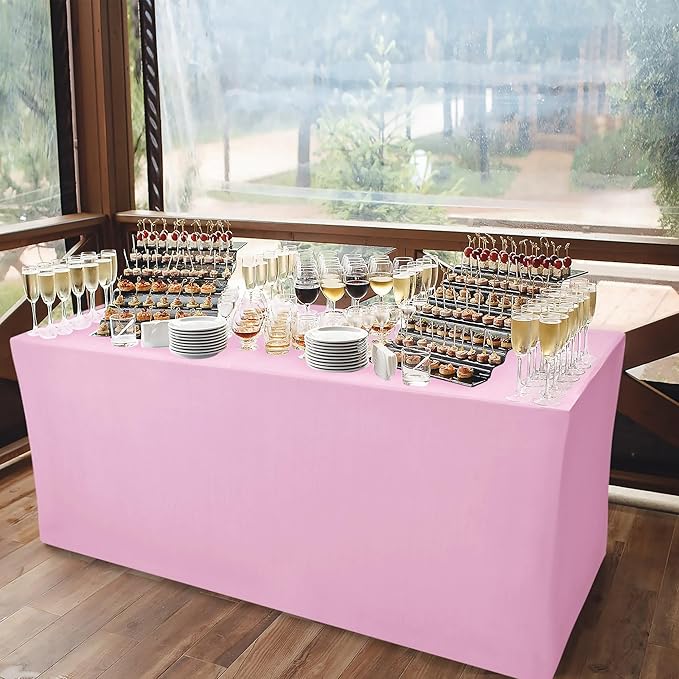 Nasitos Pink Fitted Table Covers Stretch Spandex - Image 2