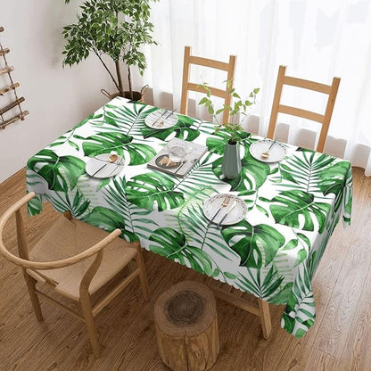 Tropical Palm Leaves Tablecloth Green Monstera Leaf Watercolor Herbs Table - Image 5