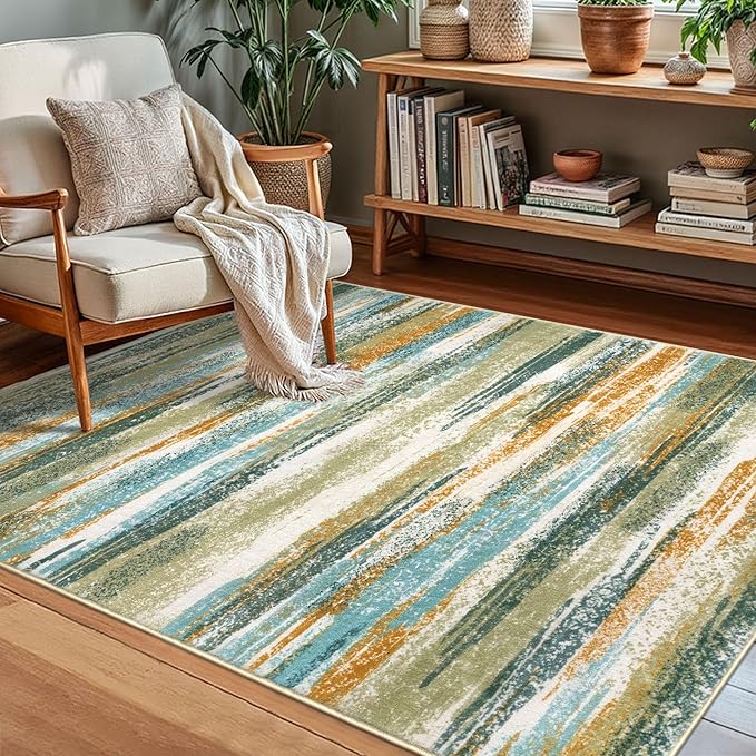 Modern Abstract Small Area Rug Indoor 3x5 Washable Rug Non-Slip Soft Entryway by lansny