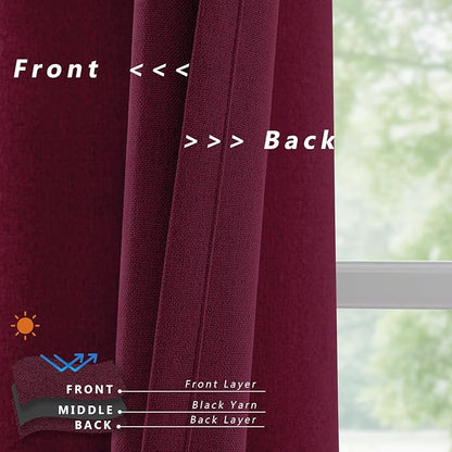 Linen 100% Blackout Curtains for Bedroom, Back Tab/Rod Pocket Curtain for - Image 5