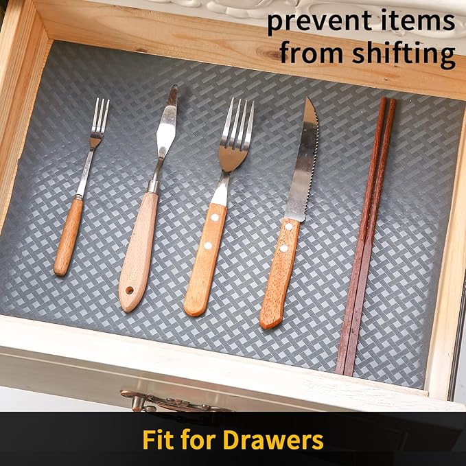 iwtmm Shelf Drawers Liners for Kitchen Cabinets Non-Slip, Oil-Proof Drawer - Image 3