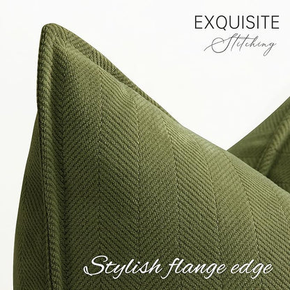 ZWJD Olive Green Pillow Covers 22x22 Set of 2 Chenille Throw Pillow Covers - Image 2