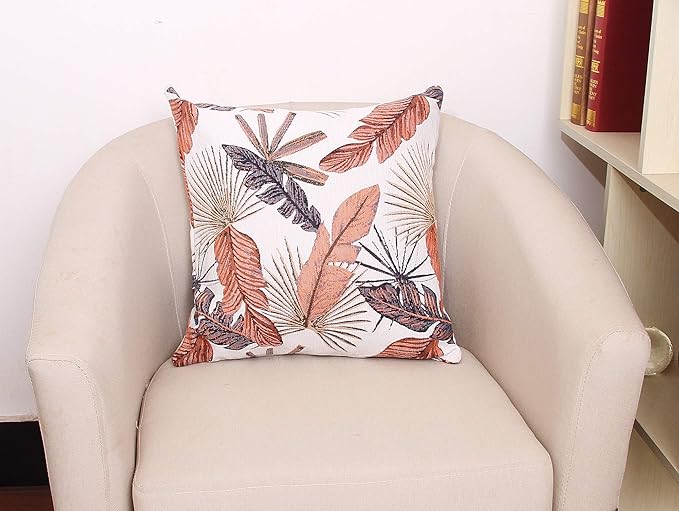 Yeiotsy Decorative Cushion Cover, Tropical Leaf Throw Pillow Cover Jacquard - Image 2