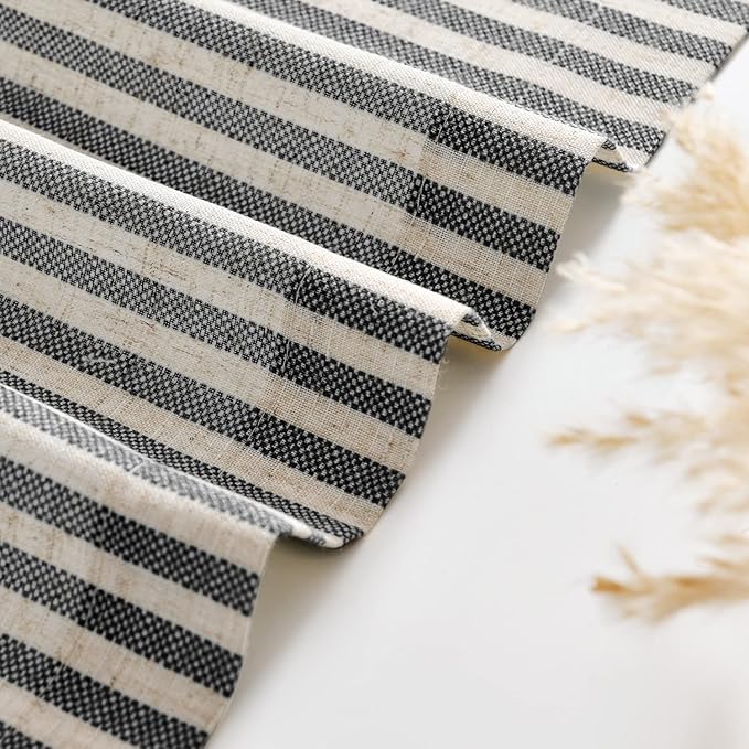jinchan Tie Up Linen Textured Striped Tie Curtain - Image 7
