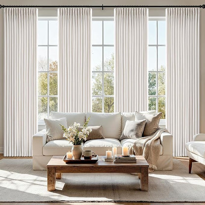 MIULEE Pinch Pleated Thick Linen Curtains 90 Inch 4 Panels Set Back Tab Memory by MIULEE