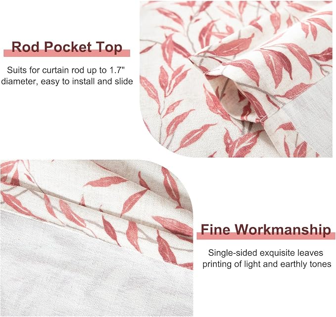Leeva Printing Red Leaves Window Valances - Image 2