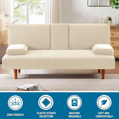 H.VERSAILTEX 4 Pieces Stretch Futon Covers Sofa Bed Slipcover - Image 3