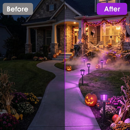 Greluna Solar Lights Outdoor,12 Pack Purple Waterproof Auto On/Off Solar Pathway Lights for Your Garden, Landscape, Path, Yard, Patio, Driveway,Walkway Halloween Decor