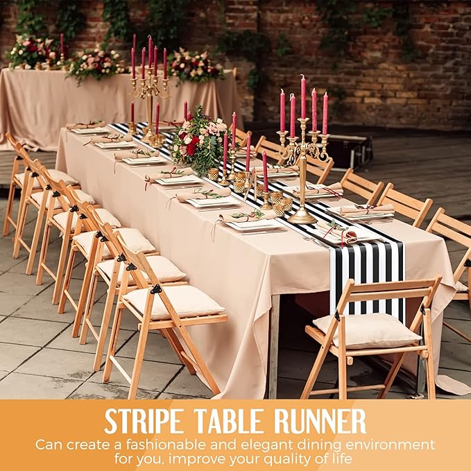 Striped Table Runner Polyester Decor Striped Design Modern Table Runner Elegant - Image 7
