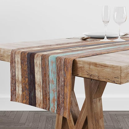 Barn Door Table Runner Vintage Rustic Wooden Farmhouse Brown Plank Western - Image 2