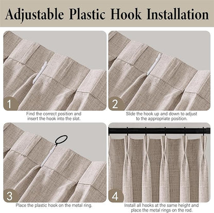 MIULEE Pinch Pleated Thick Linen Curtains 84 Inch 4 Panels Set Back Tab Memory - Image 9