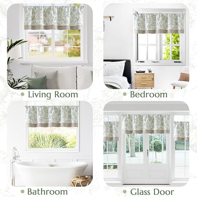 jinchan Linen Valance Curtain for 16 Inch Rustic Farmhouse Country Windows for - Image 9