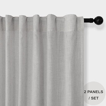 Gray Curtains 38 Inch Wide for Bedroom 2 Panel Set Back Tab Rod Pocket Semi - Image 2