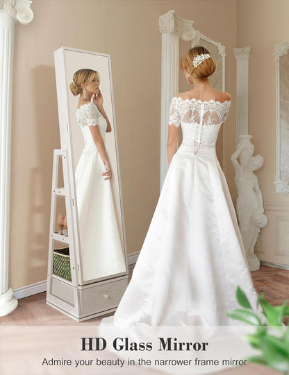 nicetree 360° swivel jewelry cabinet with lights, full shown in use