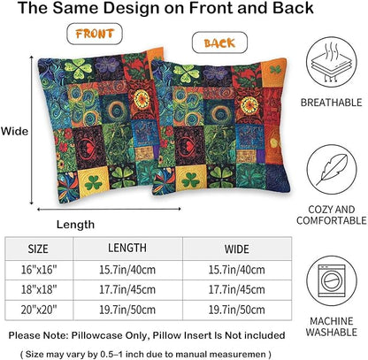 Printed Patchwork Shamrock Throw Pillow Covers 18x18 Set of 2 | St. Patrick’s - Image 6