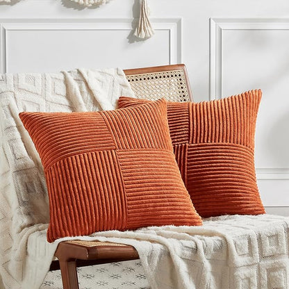 Fancy Homi Set of 2 Burnt Orange Decorative Throw Pillow Covers 26x26 Inch by Fancy+Homi