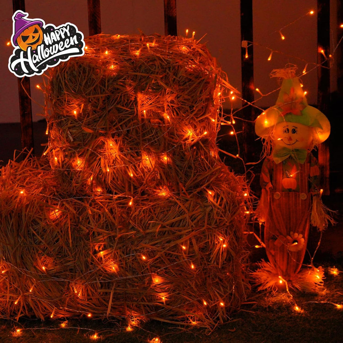 QITONG Halloween String Lights Outdoor Waterproof, 165ft 500 LED Orange led Lights Indoor, 8 Modes Clear Wire Twinkle Lights Plug in for Garden Patio Yard Decor