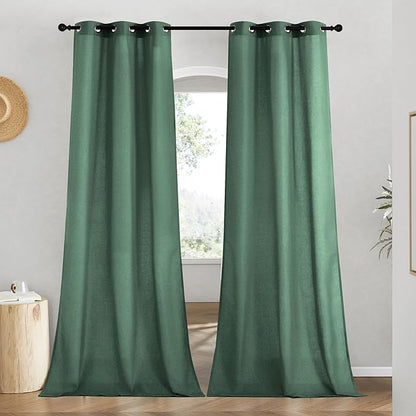 NICETOWN Linen Curtains for Windows 90 inch Long, Grommet Semi Sheer Vertical by NICETOWN