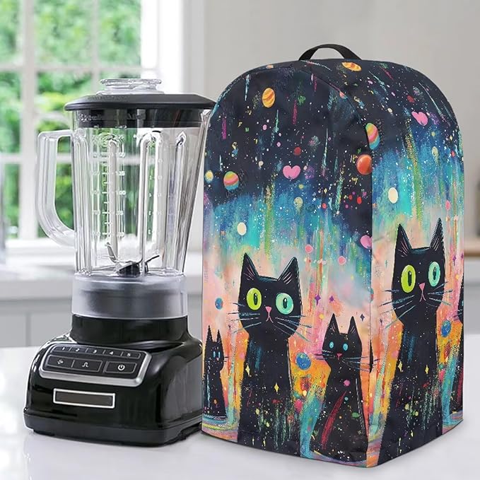 Vintage Black Cat Blender Dust Cover Food Processor Cover Coffee Machine by Unknown