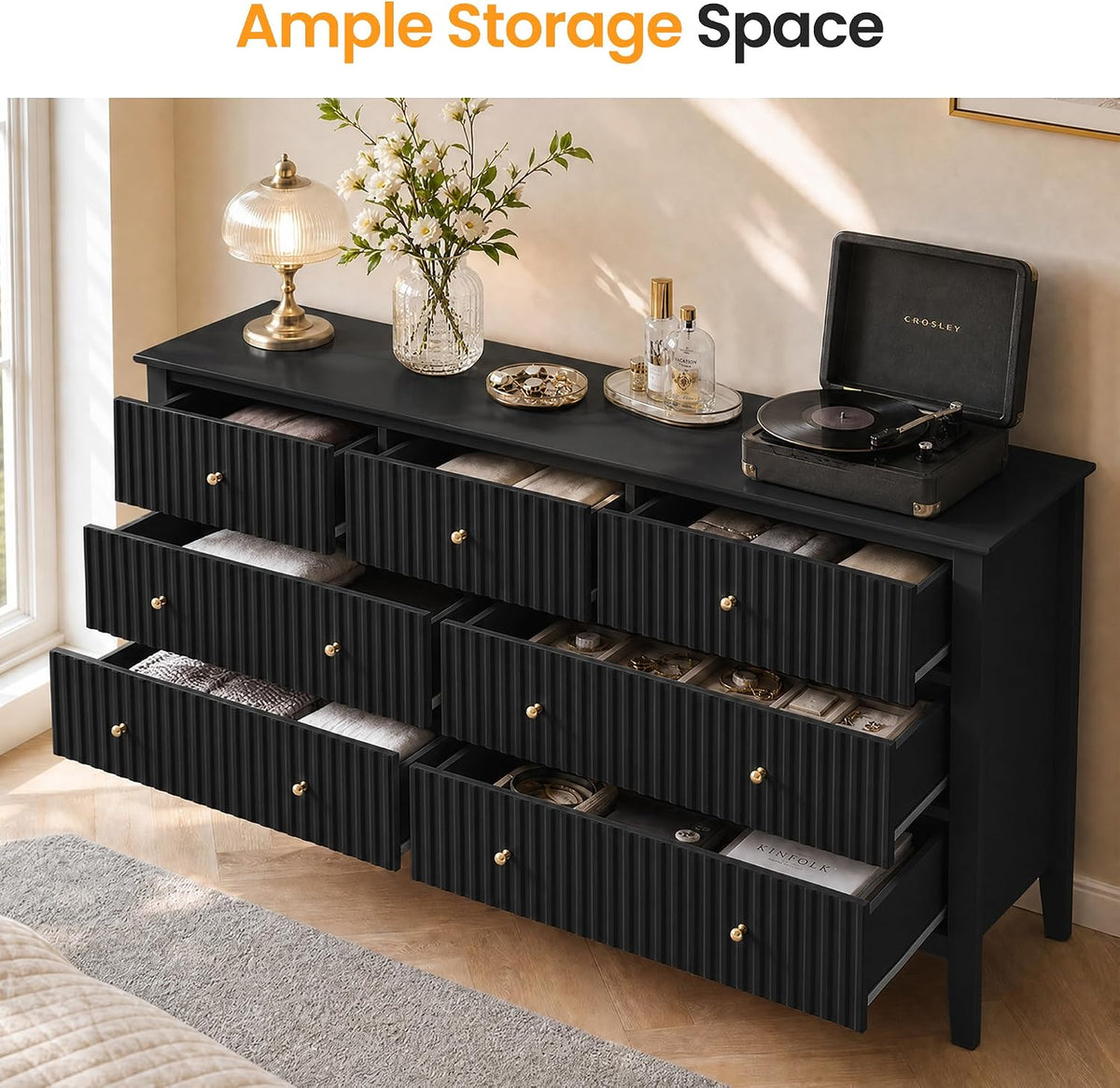 royalcraft 7 drawer dresser for bedroom, 53" wide, close-up detail
