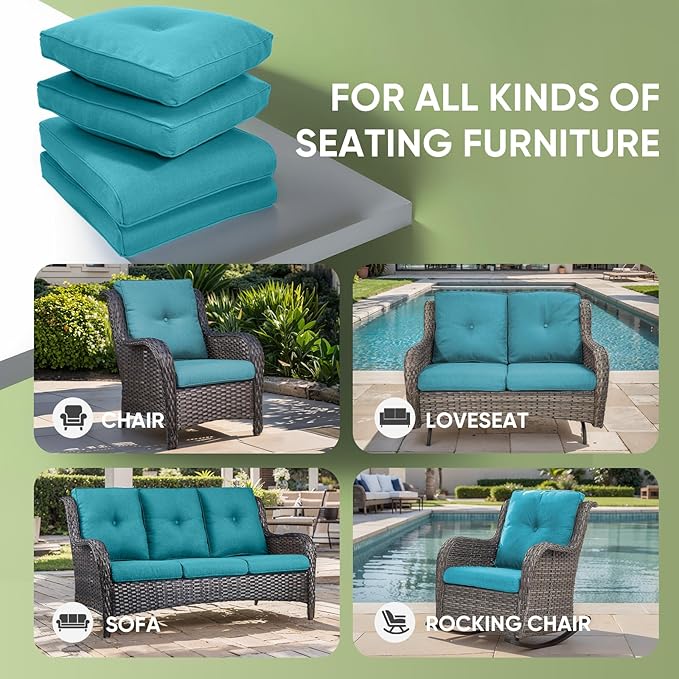Outdoor Chair Cushion Set of 3, Waterproof Outdoor Seat Cushions 25x22 - Image 6