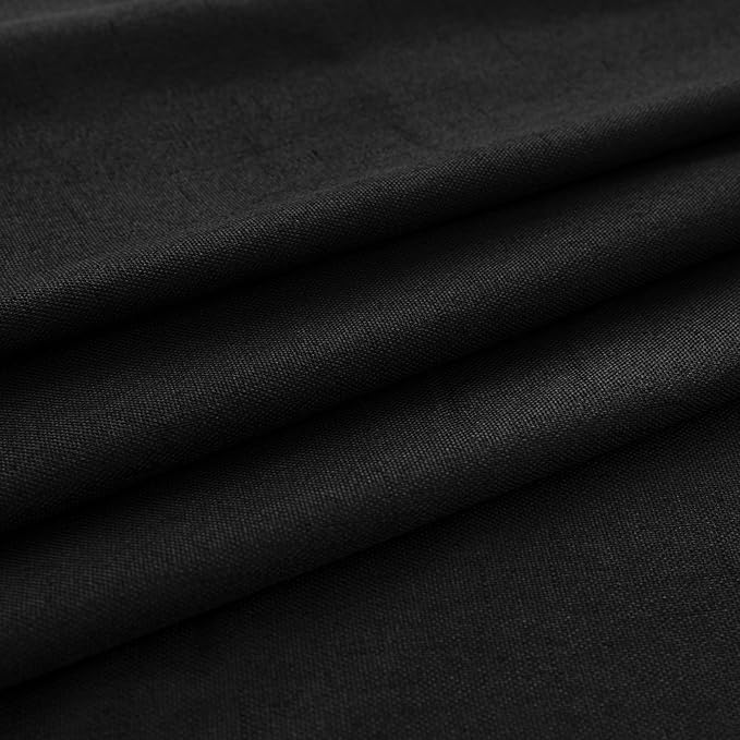 KOUFALL Black Linen Thermal Blackout Curtains - Image 6