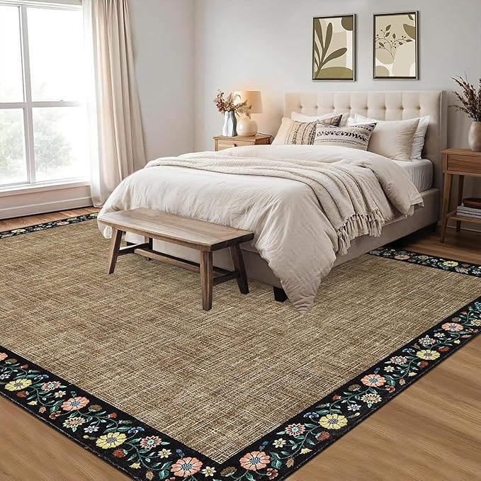 GarveeHome Washable Area Rugs for Bedroom 5x7 Living Room Modern Floral Throw - Image 2