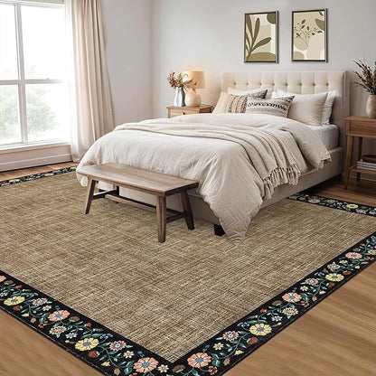 GarveeHome Washable Area Rugs for Bedroom 5x7 Living Room Modern Floral Throw - Image 2