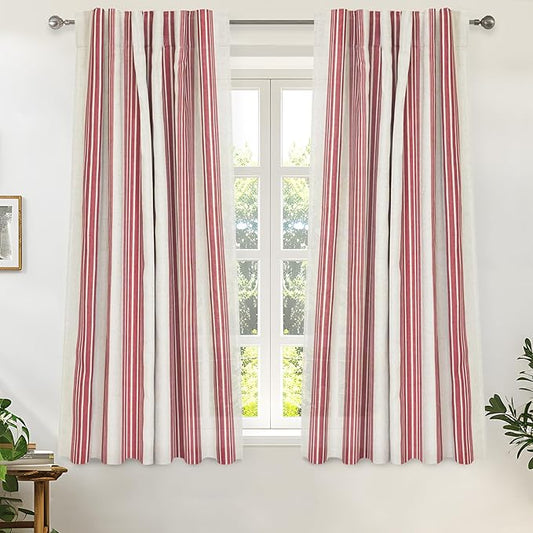 DriftAway Farmhouse Vertical Striped Linen Blend Textured Light Filtering Semi by DriftAway