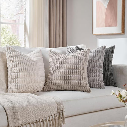 Fancy Homi Set of 4 Grey and White Decorative Throw Pillow Covers 20x20 Inch by Fancy+Homi