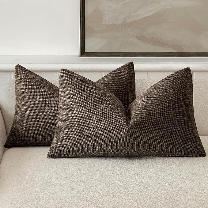 Foindtower Set of 2 Decorative Textured Burlap Linen Throw Pillow Covers by Foindtower