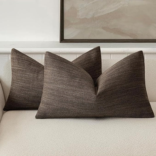 Foindtower Set of 2 Decorative Textured Burlap Linen Throw Pillow Covers by Foindtower