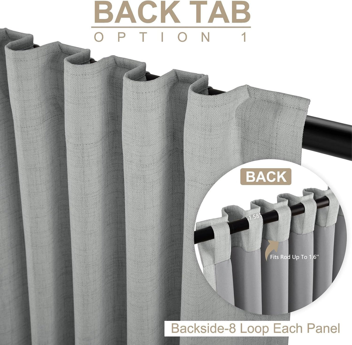 linen textured total blackout curtains for bedroom 84, close-up detail