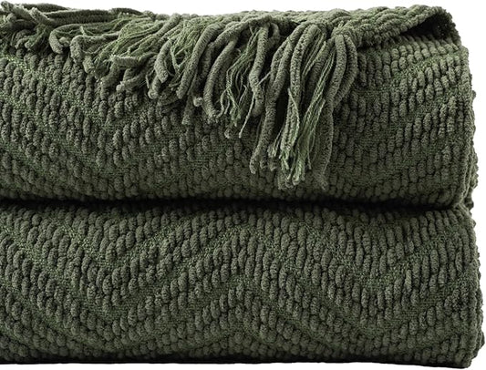 BATTILO HOME Olive Green Throw Blankets by BATTILOHOME