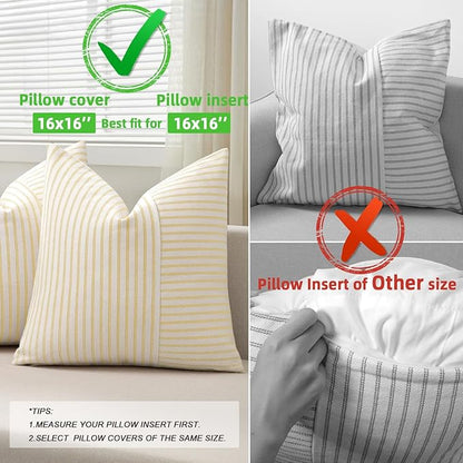 YCOLL Farmhouse Pillow Covers 16x16, Modern Accent Square Throw Pillow Covers - Image 3