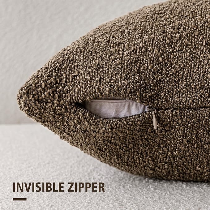 Foindtower Pack of 2 Textured Boucle Throw Pillow Covers Accent Solid - Image 2