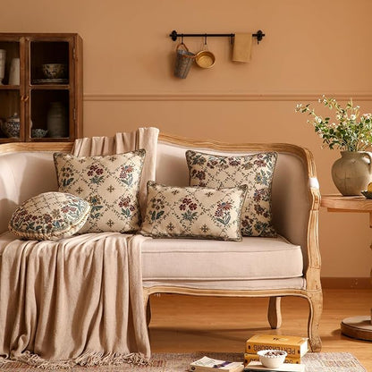 patdrea Designer Throw Pillow Covers Set of 4, Euro Vintage Light Brown Linen - Image 7