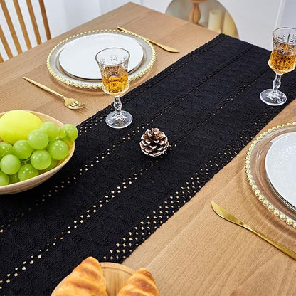 FEXIA Macrame Black Table Runner - Image 3