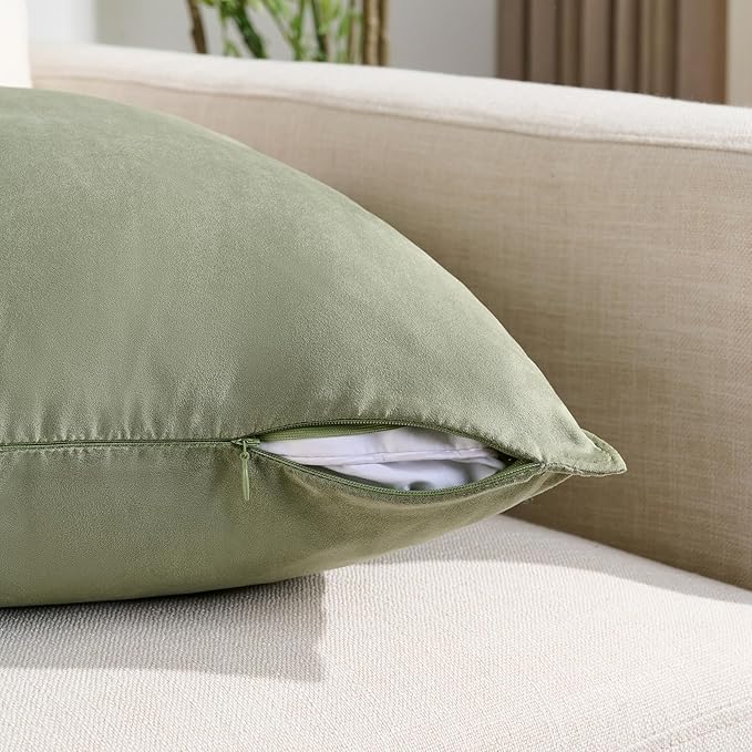 Fancy Homi 2 Packs Sage Green Decorative Throw Pillow Covers 18x18 inch - Image 3