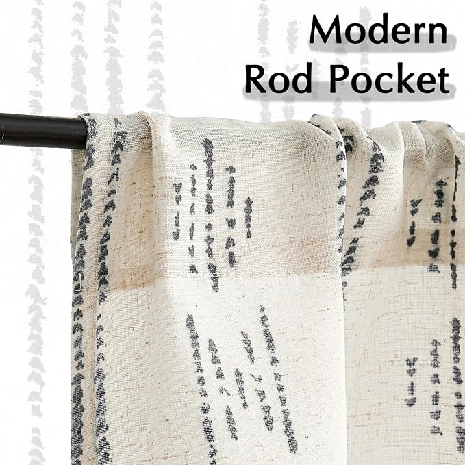 jinchan Boho Kitchen Linen Tier Curtains 30 Inch Bohemian Cafe Farmhouse - Image 6