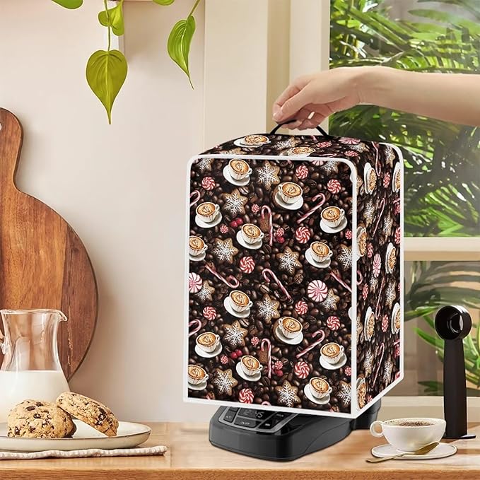 Mumeson Coffee Print Coffee Maker Cover, Dust Protection Coffee Maker Appliance - Image 4