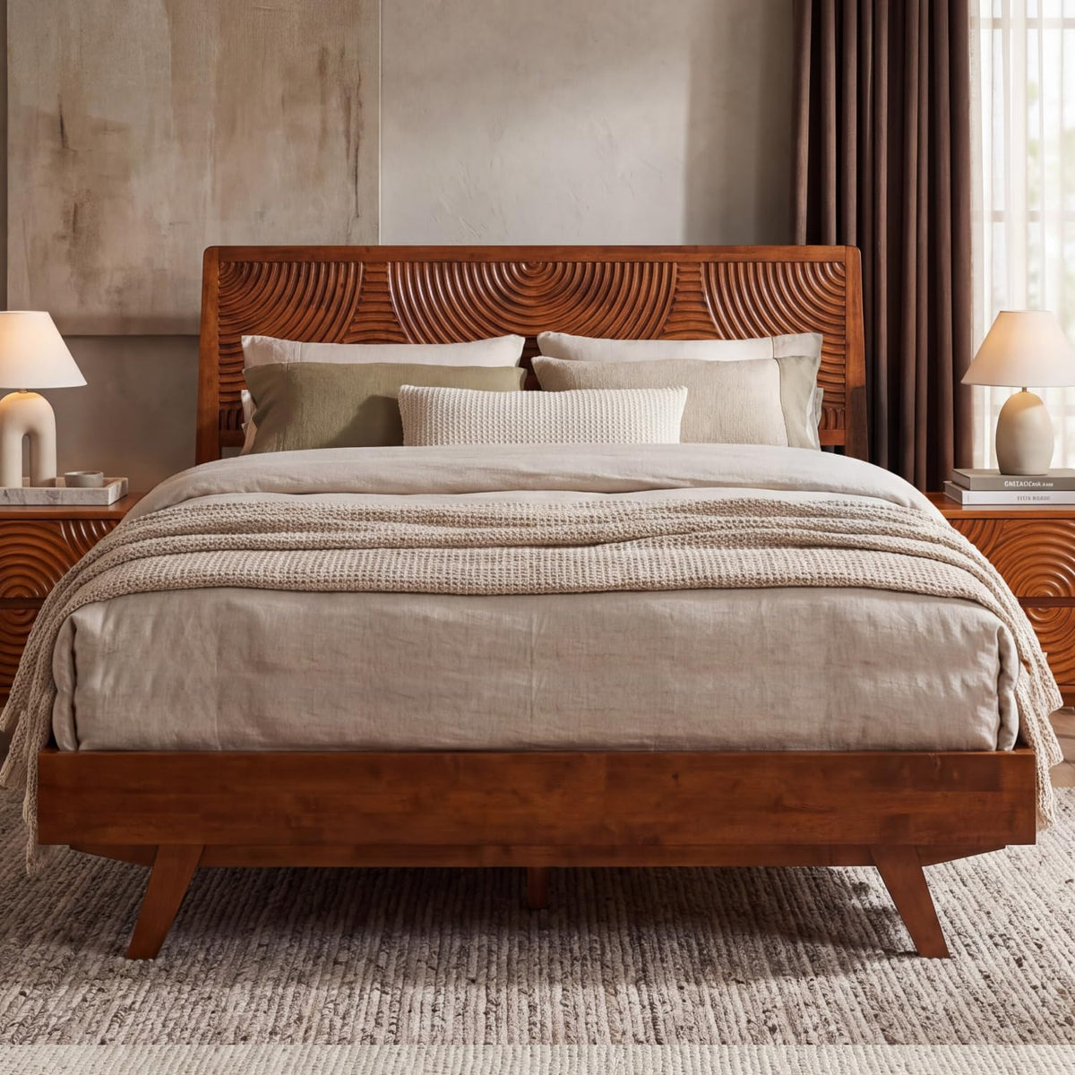 acacia harmony queen solid wood platform bed frame, main product view