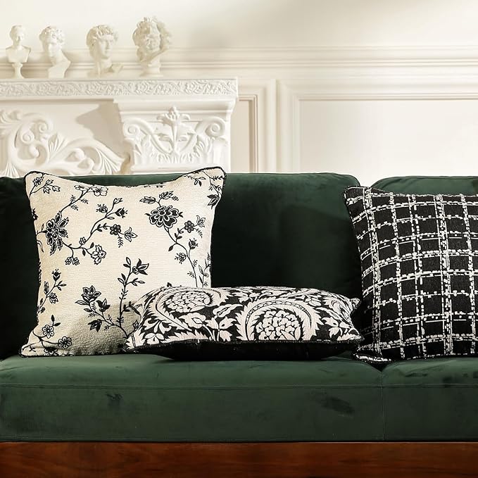 Throw Pillow Covers Set of 2, Classic Black and White Floral Elegant French - Image 8