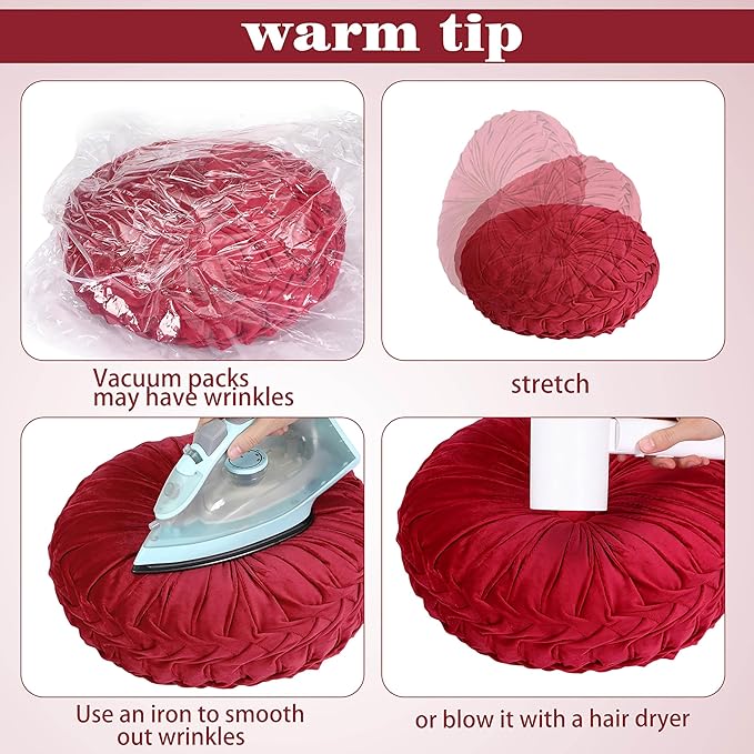Yerliker 6 Pcs Floor Pillow Cushions 15inch Round Velvet Throw Pillows Colorful - Image 3