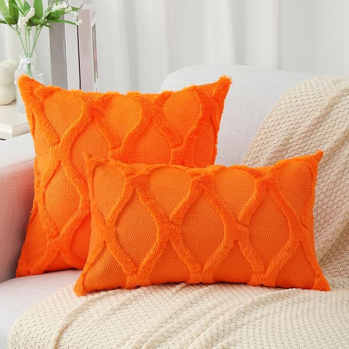 decorUhome Fall Throw Pillow Covers 12x20 Inch Set of 2, Soft Plush Faux Fur - Image 4