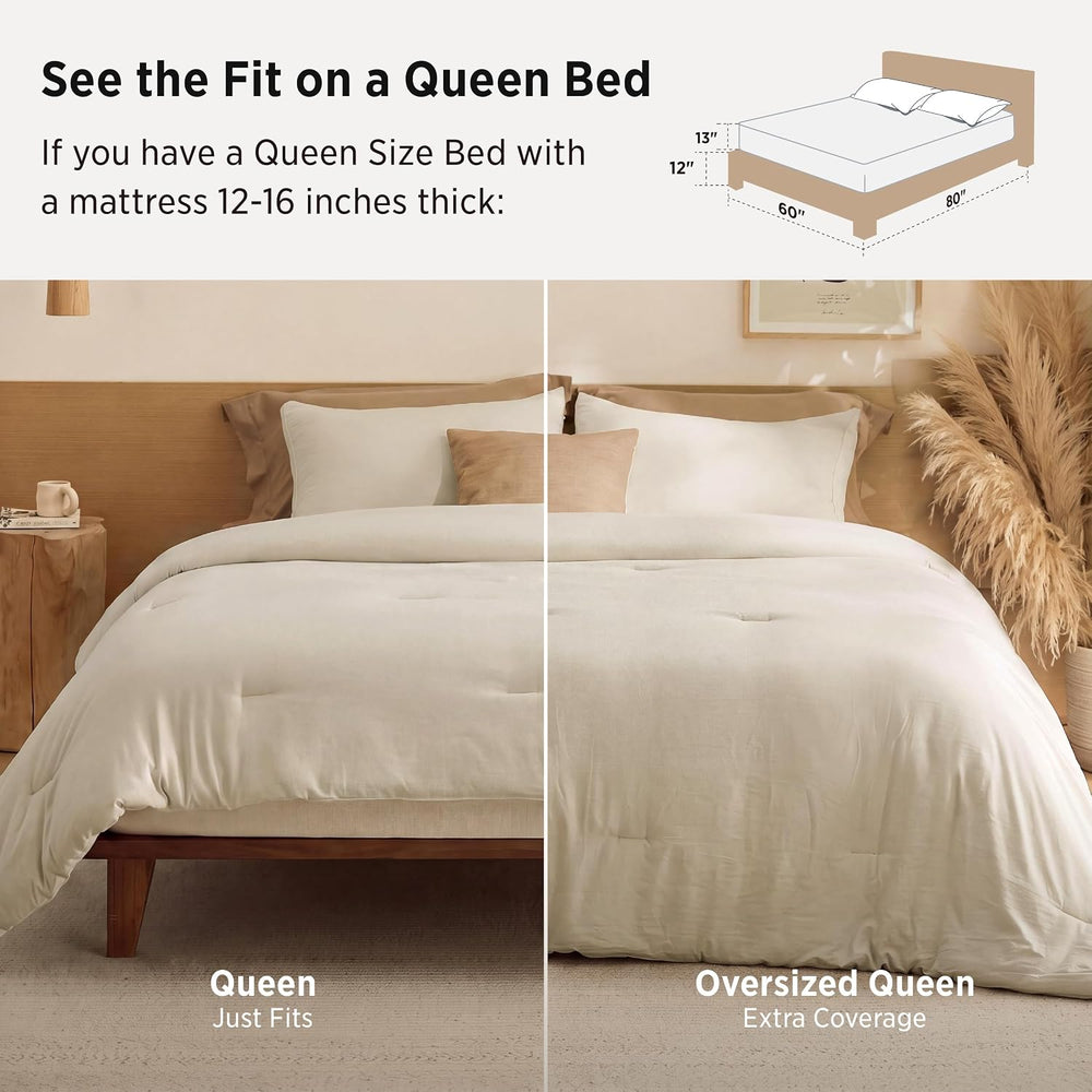 Bedsure Queen Comforter Set, Prewashed Bedding Cream
