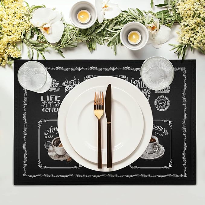 Giwawa Coffee Placemts Set of 4, Washable Heat-Resistant Linen Placemats - Image 3