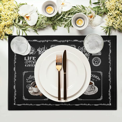 Giwawa Coffee Placemts Set of 4, Washable Heat-Resistant Linen Placemats - Image 3