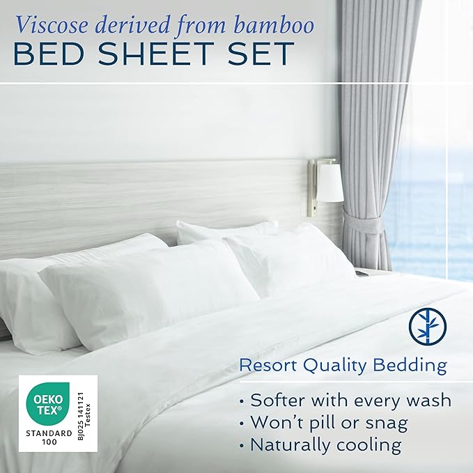 Hotel Sheets Direct 3 Piece Bed Sheet Set Twin XL Size, 100% Viscose Derived - Image 2